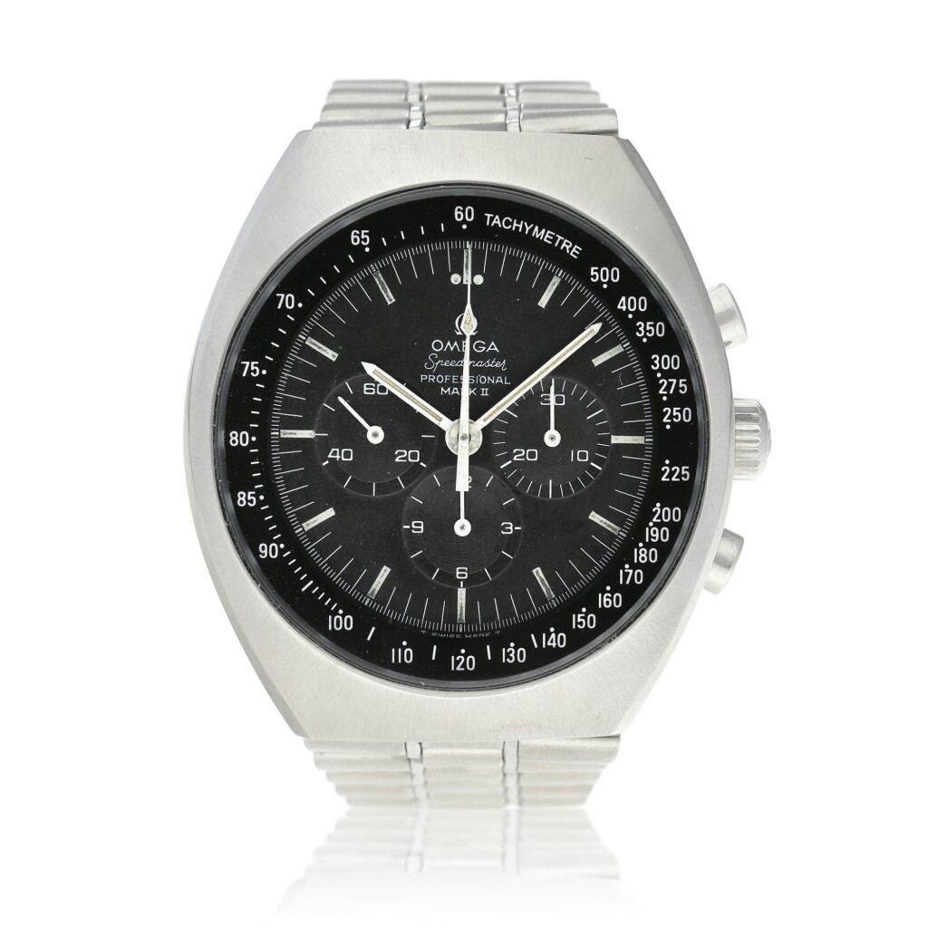View full screen - View 1 of Lot 168. Reference 145.014 Speedmaster Professional Mark II A stainless steel chronograph wristwatch with bracelet, Circa 1971.