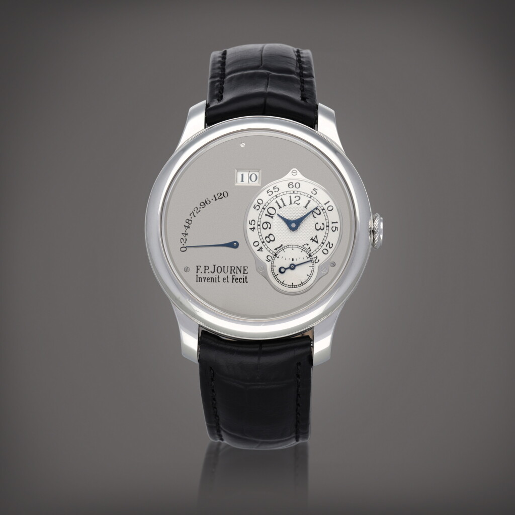 View full screen - View 1 of Lot 68. Octa Réserve de Marche A platinum wristwatch with digital date display and power reserve indication Circa 2006 | F.P. Journe | Octa Réserve de Marche 鉑金腕錶備數字日期及動力儲存顯示,製作年份約 2006.