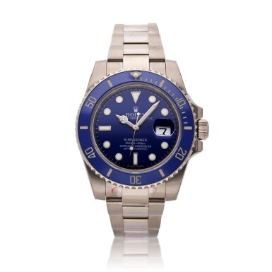 View full screen - View 1 of Lot 238. Reference 116619LB Submariner 'Smurf' | A white gold wristwatch with date and bracelet, Circa 2008.