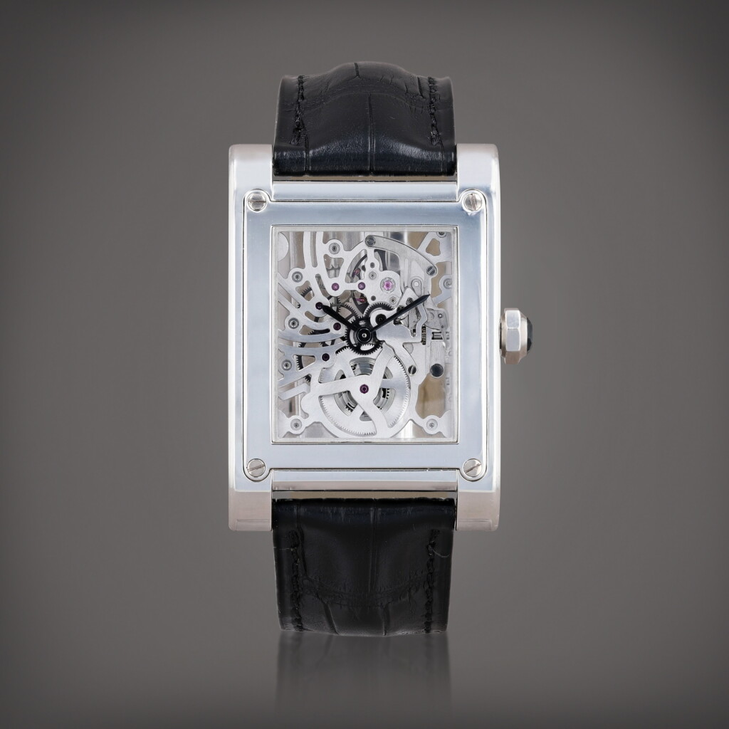 View full screen - View 1 of Lot 438. CPCP Tank à vis squelette, limited edition, reference 2772 Montre bracelet squelette en platine | Platinum skeletonised wristwatch Vers 2005 | Circa 2005.