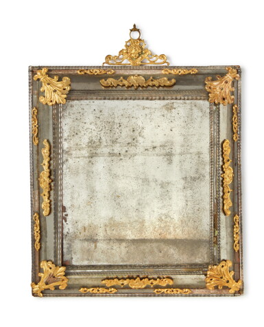 View full screen - View 1 of Lot 302. A Northern Italian Baroque Gilt and Repoussé Metal-Mounted Mirror, Circa 1700, probably Venice.