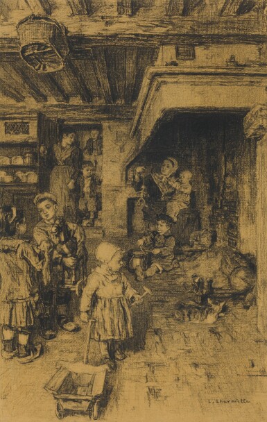 View full screen - View 1 of Lot 167. LÉON-AUGUSTIN LHERMITTE | LES SABOTS DE NOËL (LE NOËL DES ENFANTS).