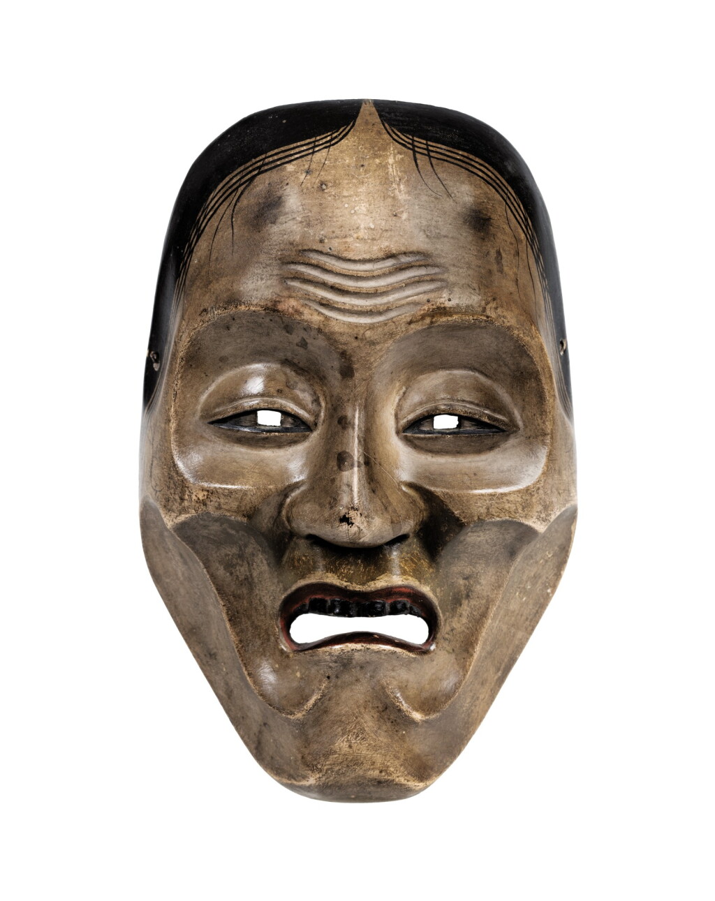 View full screen - View 1 of Lot 78. A wood lacquered Noh mask, Japan, Meiji period.