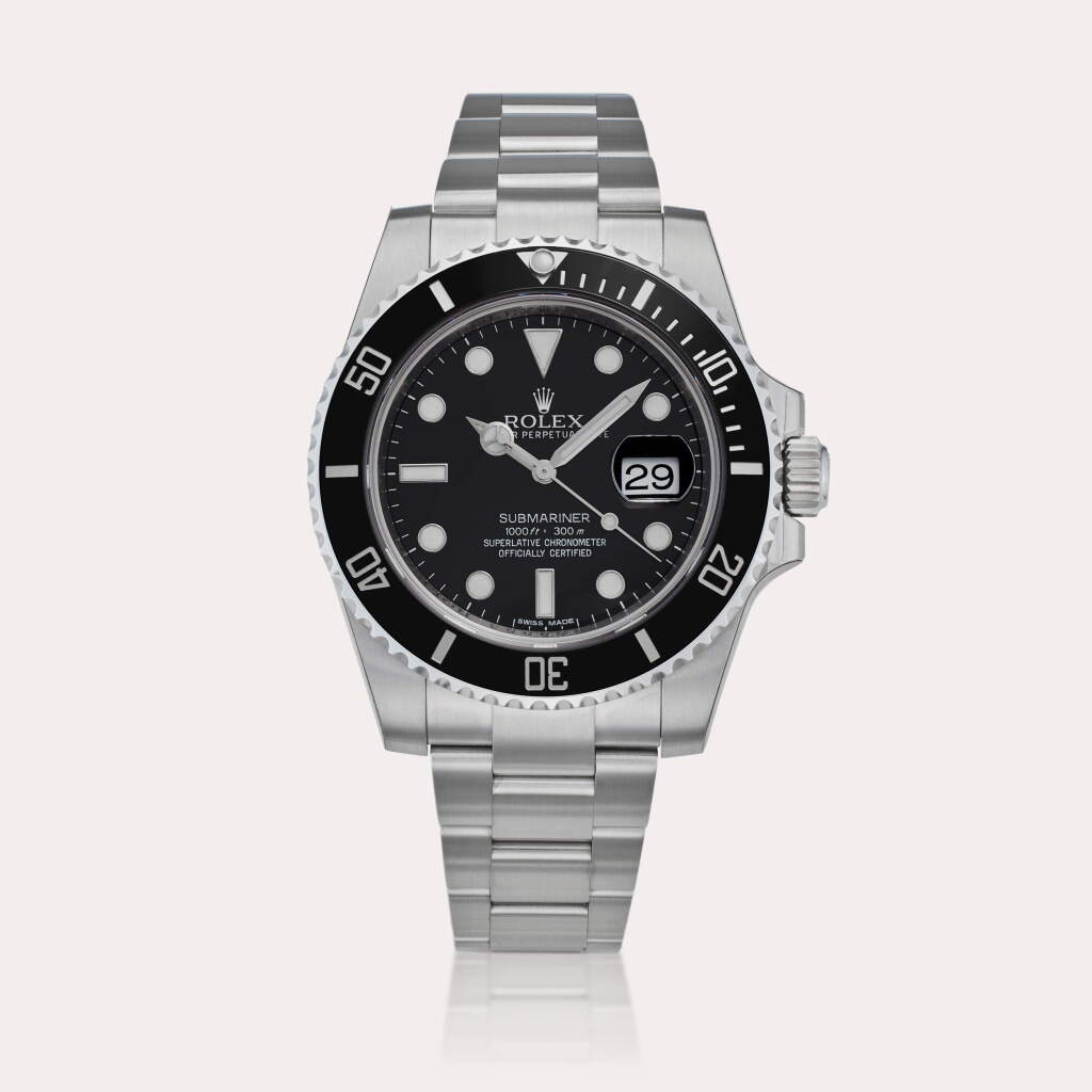 View full screen - View 1 of Lot 330. Reference 116610LN Submariner | A stainless steel automatic wristwatch with date and bracelet, Circa 2012.