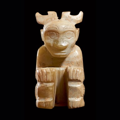 View full screen - View 1 of Lot 26. A jade anthropomorphic figure Shang – early Western Zhou dynasty | 商至西周早期 玉人.