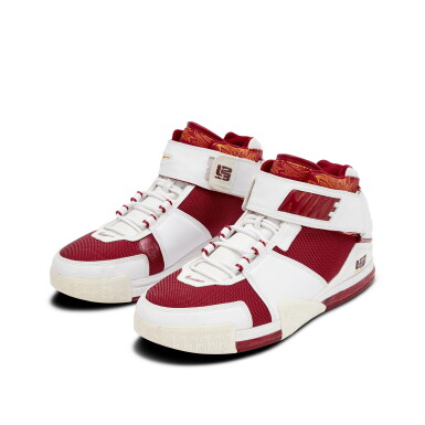 View full screen - View 1 of Lot 137. LeBron James 2004-2005 Game Worn Nike Zoom LeBron 2 Sneakers | First Career Triple-Double | Youngest Player in NBA History to Record a Triple-Double at the Time of the Achievement.