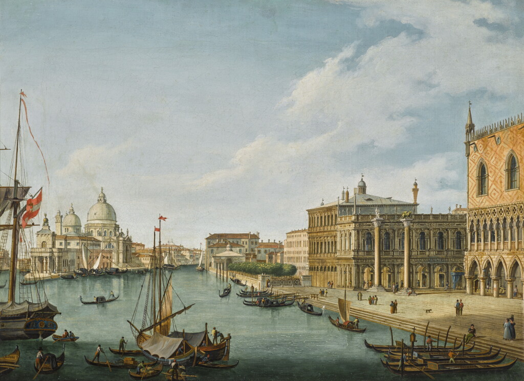 View full screen - View 1 of Lot 146. VINCENZO CHILONE | Venice, a view of the entrance to the Grand Canal, with the Palazzo Ducale and Santa Maria della Salute.
