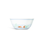 A fine and extremely rare famille-verte 'floating petal' cup, Mark and period of Kangxi | 清康熙 五彩落花流水圖盃 《大清康熙年製》款