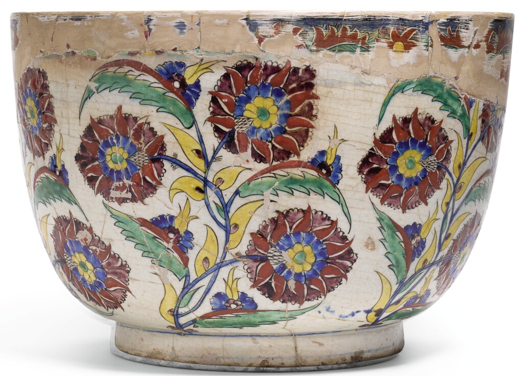 View full screen - View 1 of Lot 283. AN EXCEPTIONALLY LARGE KUTAHYA POLYCHROME POTTERY BOWL, TURKEY, MID-18TH CENTURY.