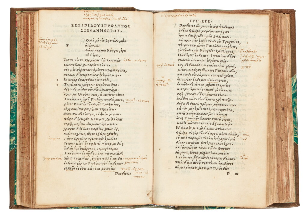 View full screen - View 1 of Lot 69. Euripides, Tragoediae septendecim, Venice, Aldus, 1503, volume 1 only, modern half green calf.