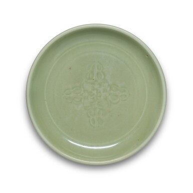 View full screen - View 1 of Lot 35. A 'Longquan' celadon-glazed 'double-vajra' dish, Ming dynasty.