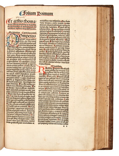 View full screen - View 1 of Lot 199. Guillermus, Postilla super Epistolas, Basel, 1489, contemporary half stamped calf.
