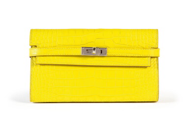 View full screen - View 1 of Lot 46. Lime Kelly Wallet in Alligator Mississippiensis with Palladium Hardware, 2017.
