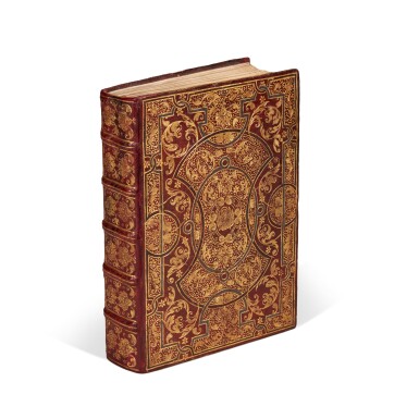 View full screen - View 1 of Lot 1658. Dogale, appointing the governor of Zante, manuscript on vellum, 20 April 1580, Venetian red morocco gilt fanfare binding.