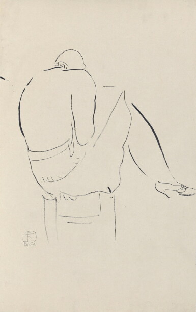 View full screen - View 1 of Lot 260. Sanyu 常玉 | Seated Woman with Back Facing Front 背面坐姿裸女.