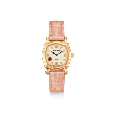 View full screen - View 1 of Lot 613. ROGER DUBUIS | A PINK GOLD AND RUBY-SET WRISTWATCH, CIRCA 2000.