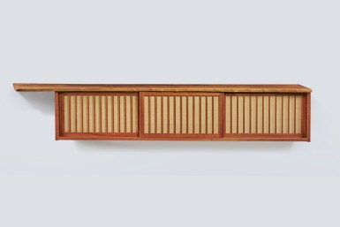 View full screen - View 1 of Lot 93. George Nakashima, Triple Sliding Door Wall Cabinet.