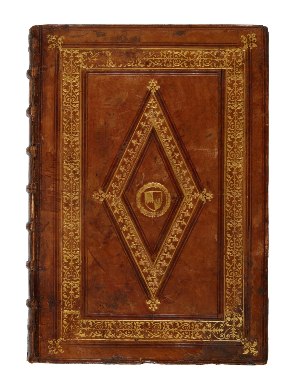 View full screen - View 1 of Lot 17. Boccaccio, Genealogiae deorum, Basel, 1532, Parisian armorial calf by the Pecking Crow Binder.