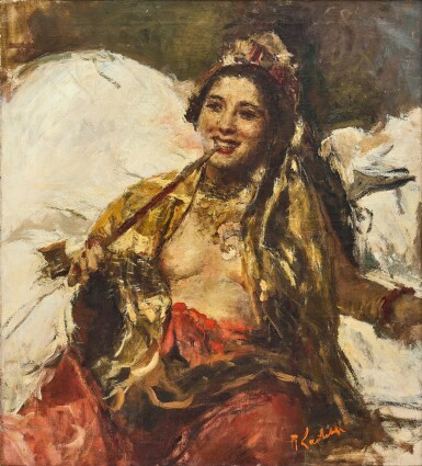 View full screen - View 1 of Lot 759. Romualdo Frederico Locatelli 羅莫爾多·羅格泰利 | Lady with Pipe 帶管子的女士.