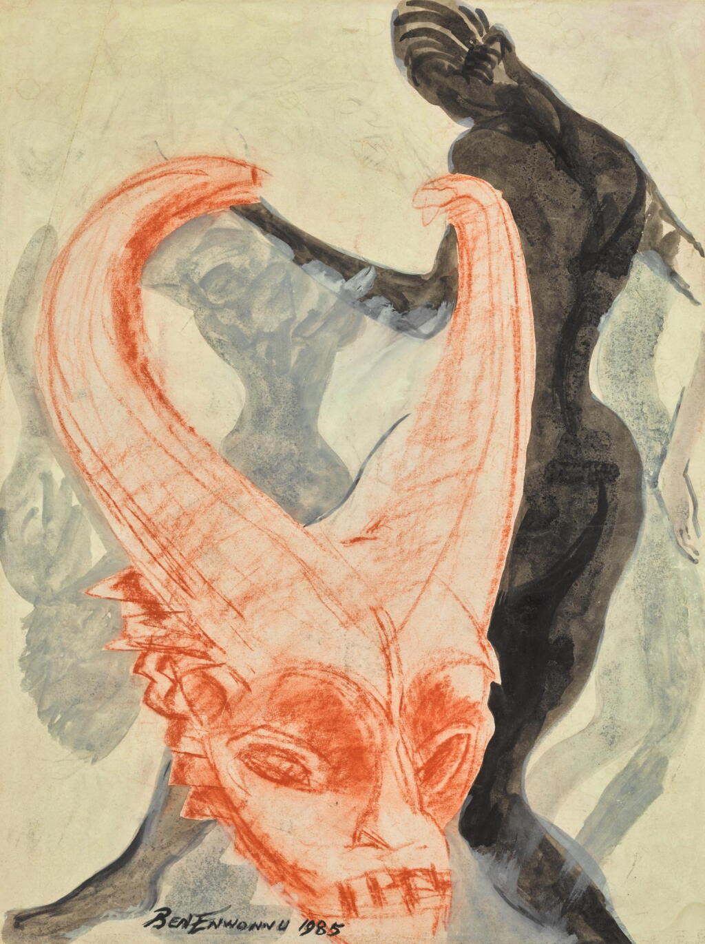 View full screen - View 1 of Lot 31. BEN ENWONWU | NEGRITUDE WITH IGBO MASK.