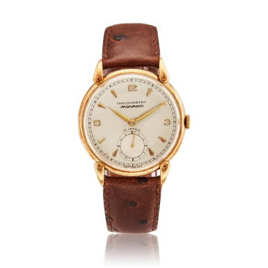 View full screen - View 1 of Lot 197. Chronomètre, A yellow gold wristwatch, Circa 1960 .