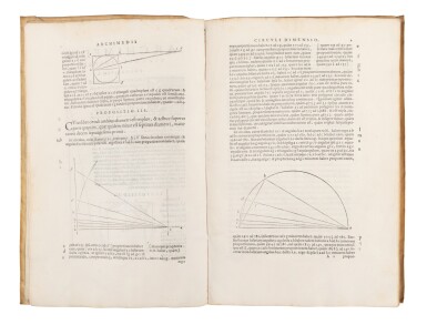 View full screen - View 1 of Lot 140. Archimedes, Opera, Venice, Paolo Manuzio, 1558, contemporary limp vellum.