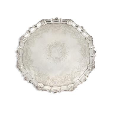 View full screen - View 1 of Lot 175. A Large and Heavy George II Silver Salver, Elizabeth Tuite, London, 1740.