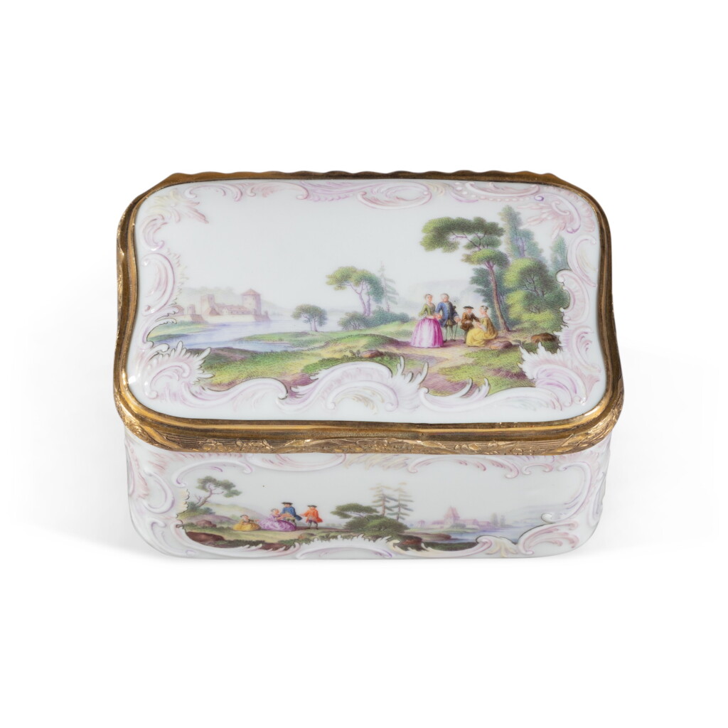 View full screen - View 1 of Lot 734. A German porcelain snuff-box, probably Meissen, circa 1755-1760.
