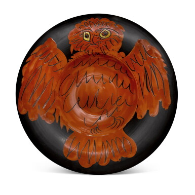 View full screen - View 1 of Lot 72. Hibou rouge sur fond noir (A. R. 399).