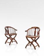 A pair of natural wood and bone-inlaid armchairs, China, 20th century