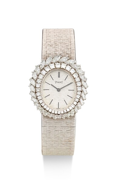 View full screen - View 1 of Lot 8168. PIAGET | REFERENCE 9343 A6, A WHITE GOLD AND DIAMOND-SET BRACELET WATCH, CIRCA 1970.