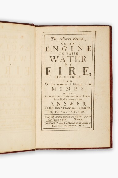 View full screen - View 1 of Lot 23. Savery, Thomas | First edition of The Miner’s Friend..., The Hanbury-Norman-Freilich copy.