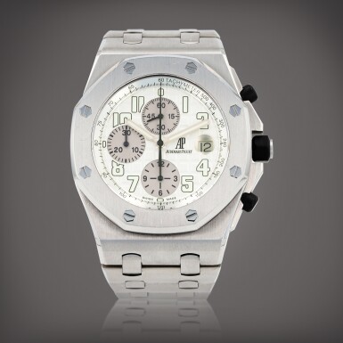 View full screen - View 1 of Lot 113. 'The Beast' Royal Oak Offshore, reference 25721ST.OO1000ST.07.A Montre bracelet en acier avec chronograph et date | Stainless steel chronograph wristwatch with date and bracelet Vers 2010 | Circa 2010.
