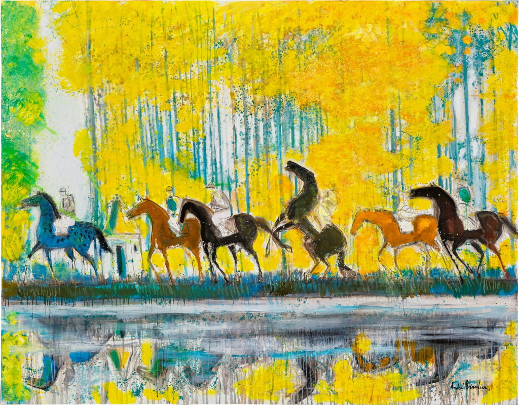 View full screen - View 1 of Lot 1027. André Brasilier 安德烈・布拉吉利 | Grande chevauchée du lac en automne 湖畔六駿.