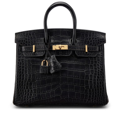 View full screen - View 1 of Lot 535. Black Matte Mississippiensis Alligator Birkin 25 Gold Hardware, 2020.