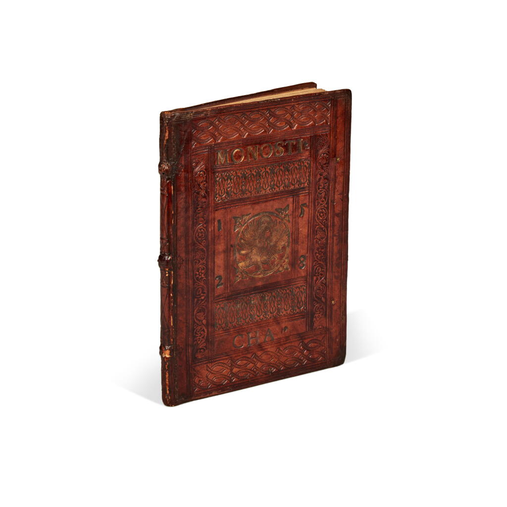 View full screen - View 1 of Lot 317. Velius, Monosticha regum, Vienna, 1528, contemporary Austrian brown calf.