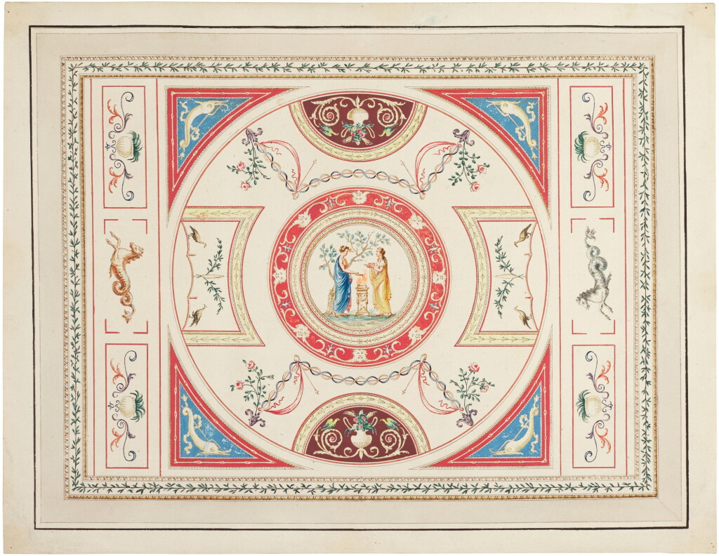View full screen - View 1 of Lot 85. Mythological figures set within elaborate decorative schemes (a pair).