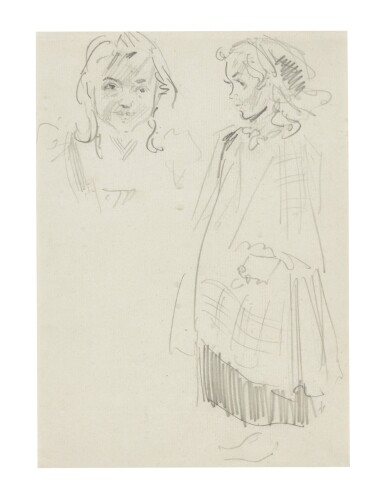 View full screen - View 1 of Lot 241. Rackham, Pencil studies including Girl Standing.