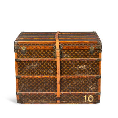 View full screen - View 1 of Lot 181. Brown Monogram Coated Canvas Steamer Trunk, 1931-1939.