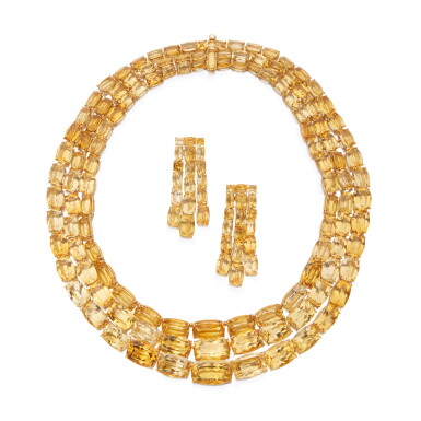 View full screen - View 1 of Lot 152. Citrine Necklace and Pair of Earclips.