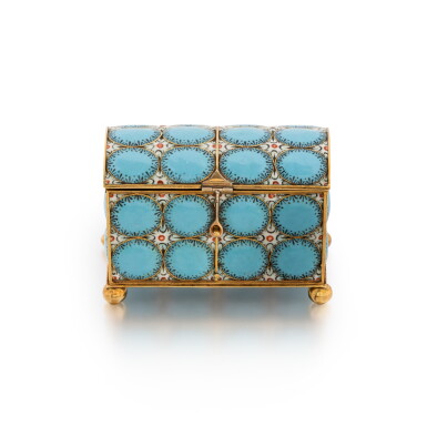 View full screen - View 1 of Lot 210. A gold and enamel casket, probably French, circa 1680-1685.