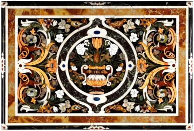 View full screen - View 1 of Lot 30. A South Italian pietre dure, mother-of-pearl and marble table top, Naples, late 17th century, in the manner of Cosimo Fanzago.