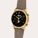 'Third Series', Reference 2499 | A yellow gold perpetual calendar chronograph wristwatch with moon phases and black lacquer dial with Breguet numerals | Made in 1954