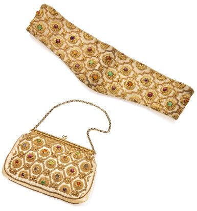 View full screen - View 1 of Lot 427. GEM-SET EVENING BAG, VAN CLEEF & ARPELS AND BELT.