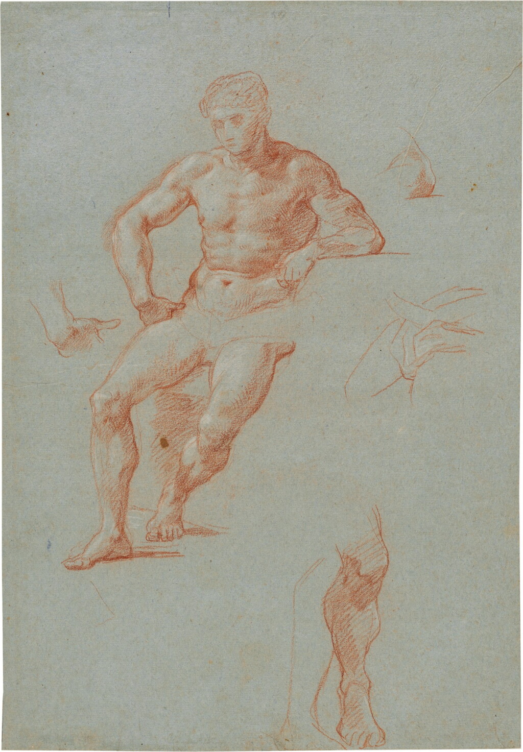 View full screen - View 1 of Lot 125. Recto: Studies of Hercules for The Choice of Hercules Verso: Drapery studies.