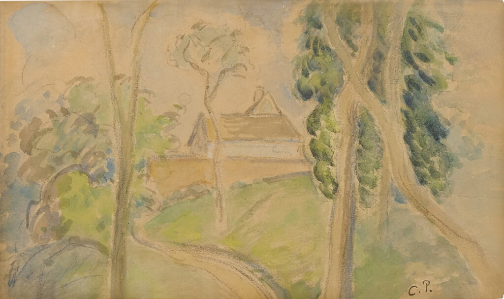 View full screen - View 1 of Lot 12. Country Scene with a House along a Road.