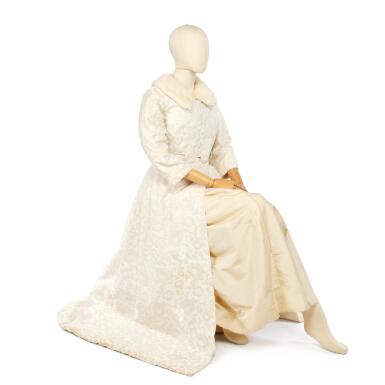 View full screen - View 1 of Lot 175. Kathryn Crosby's Jean Louis Ivory Matelassé and Fox Evening Coat worn for the Bing Crosby Christmas Show, 1966.