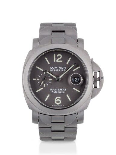 View full screen - View 1 of Lot 108. PANERAI | LUMINOR MARINA LIMITED EDITION TITANIUM WRISTWATCH WITH DATE AND BRACELET CIRCA 2012.