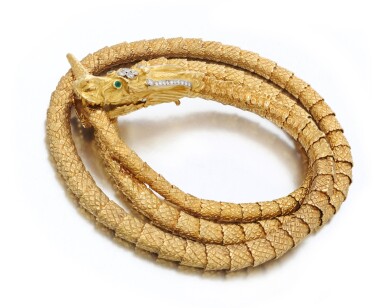 View full screen - View 1 of Lot 64. Diamond necklace/belt (Collana/cintura con smeraldi e diamanti).