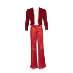 Freddie Mercury's short fitted collarless jacket of ruby red silk velvet